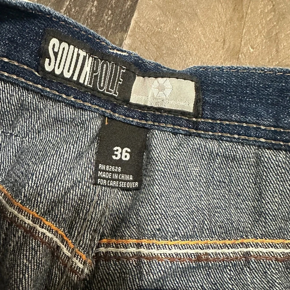 Vintage Southpole Shorts Mens 34 Blue Denim Jean Baggy Embroidered Skate Y2K 90